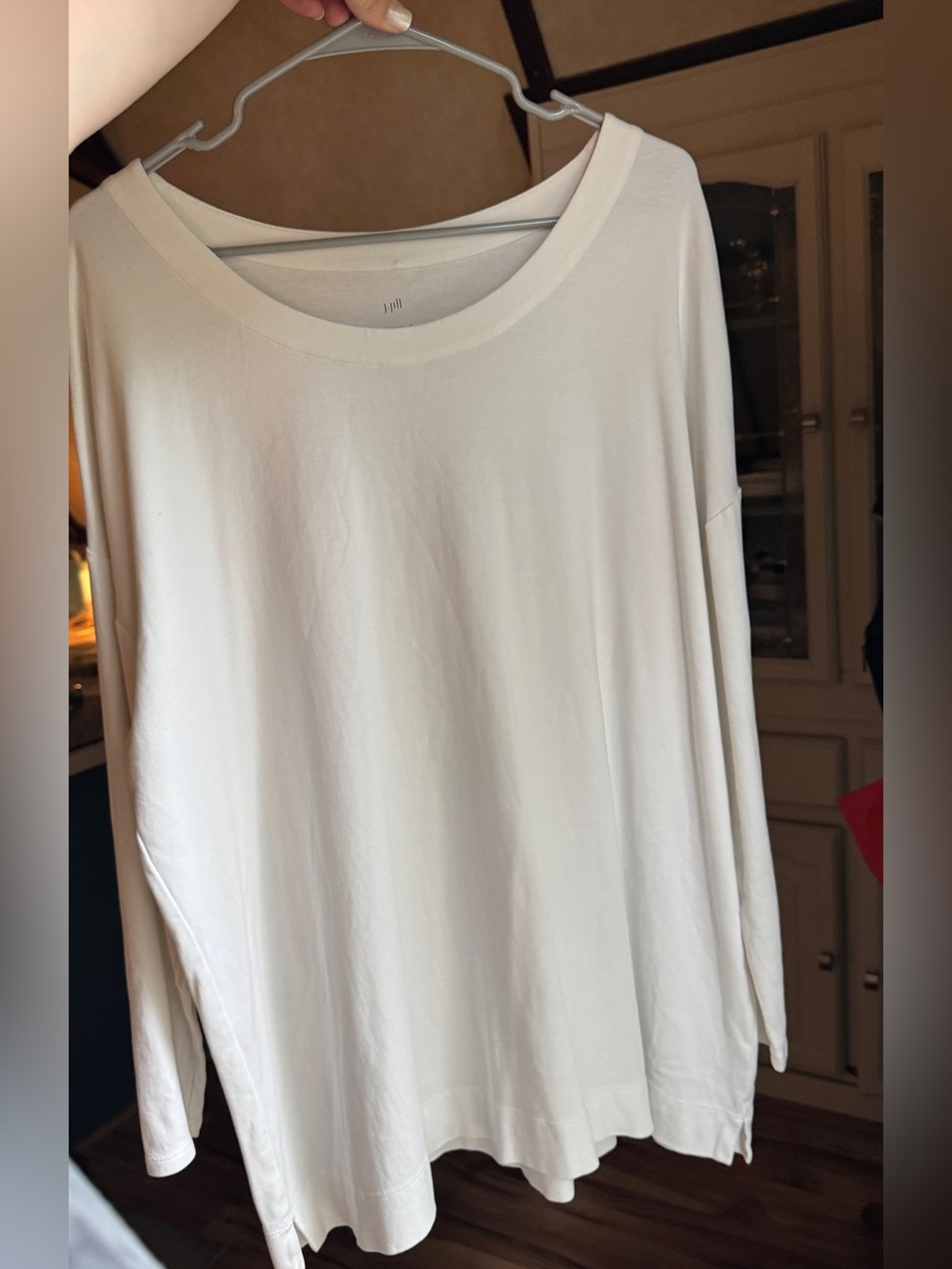 J. Jill Cream Scoop Neck Long-Sleeve Top